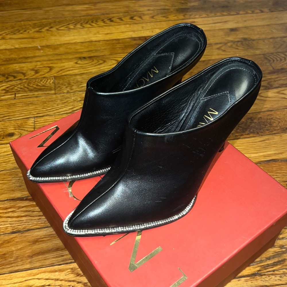 BLACK RHINESTONES SOLE MULES US9